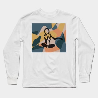 Woman Silhouette Art, Abstract Minimalist Colorful Shapes Long Sleeve T-Shirt